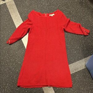 LOFT Red Knit Sweater with Zipper Detail